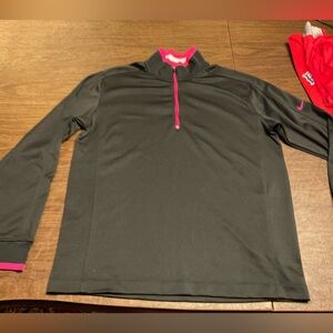 Women’s NIKE GOLF Tour Performance Sz Med Black Pink Pullover 1/4 Zip EUC